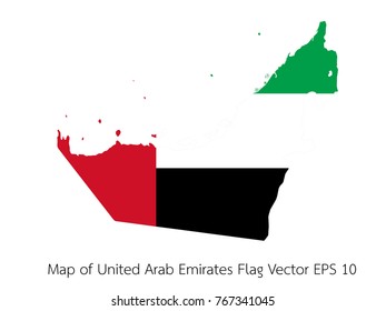 Map and flag United Arab Emirates of Vector EPS10