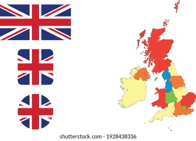 Map and flag of United Kingdom