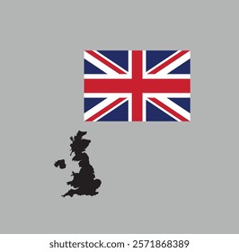 Map and flag of united kingdom of Vector EPS10 . uk national flag . independence day design banner of united kingdom. uk map