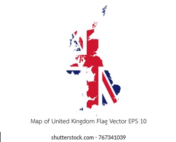 Map and flag United Kingdom of Vector EPS10