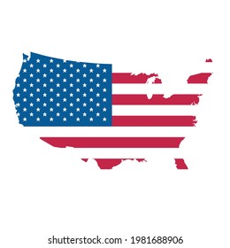 Mapa con bandera de Estados Unidos