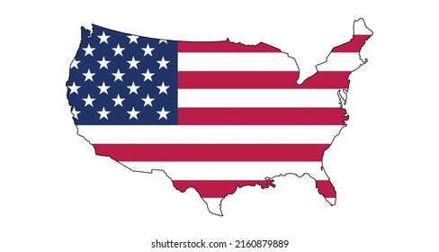 Map and flag of United States graphic element Illustration template design
