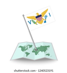 Map with flag of United States Virgin Islands isolated on white.