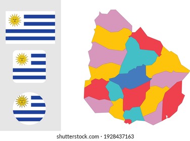 Map and flag of Uruguay