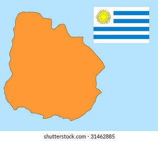 map and flag of Uruguay