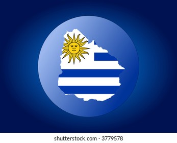 map and flag of Uruguay globe illustration