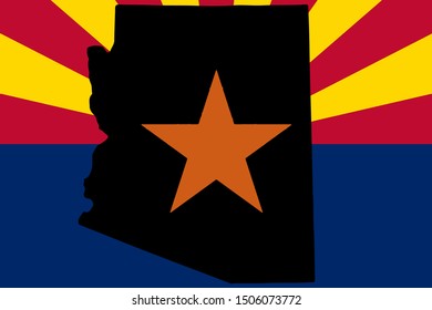 Map and flag of US State of Arizona Vector illustration