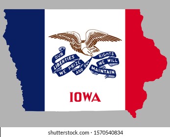 Map Flag Of The U.S. State Of Iowa Vector