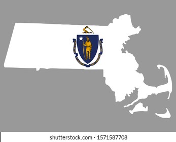 Map flag of the U.S. state of Massachusetts Vector