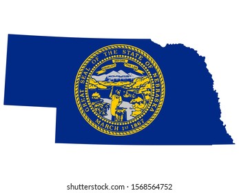 Map Flag of the U.S. state of Nebraska Vector