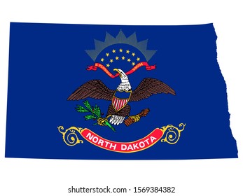 Map flag of the U.S. state of North Dakota Vector illustration Eps 10