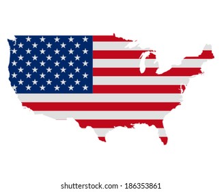 Map And Flag Of USA