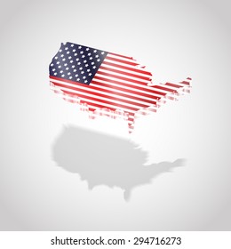 Map and flag of USA isolated. Illustration vector
