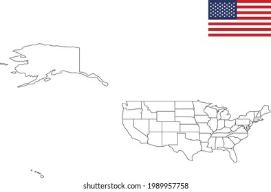 Map and flag of Usa Mercator