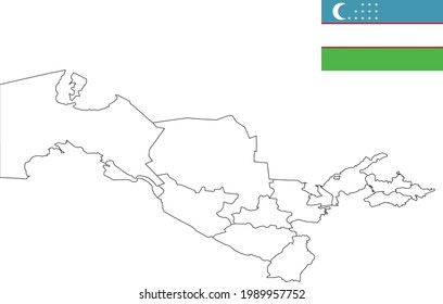 Karte und Flagge Usbekistans