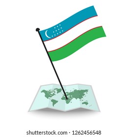 Map with flag of Uzbekistan isolated on white. check in. map vector illustration, EPS10