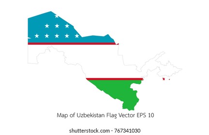 Map and flag Uzbekistan of Vector EPS10