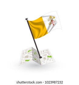 Map with flag of Vatican City isolated on white. National flag for country of Vatican City isolated, banner for your web site design logo, app, UI. check in. map Vector illustration, EPS10.