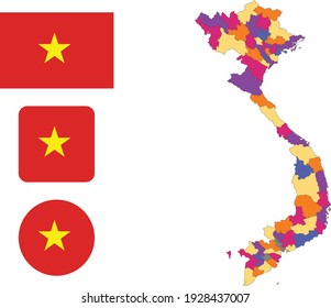 Map and flag of Vietnam