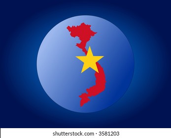 map and flag of Vietnam globe illustration