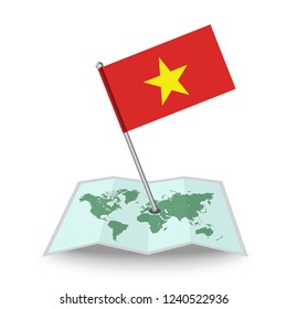 Map with flag of Vietnam isolated on white.