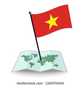 Map with flag of Vietnam isolated on white. check in. map vector illustration, eps10
