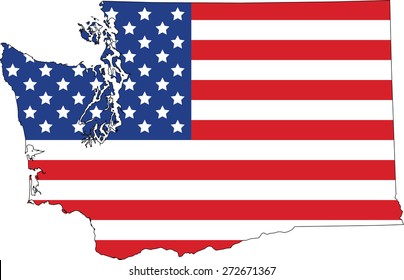 Map and flag of Washington