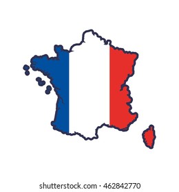 map flag white blue red france icon. Isolated and flat illustration. Vector graphic