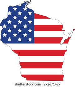 Map and flag of Wisconsin
