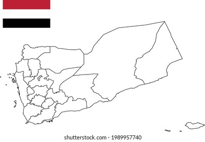 Map and flag of Yemen