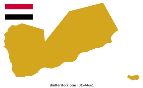 map and flag of Yemen