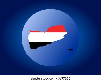 map and flag of Yemen globe illustration