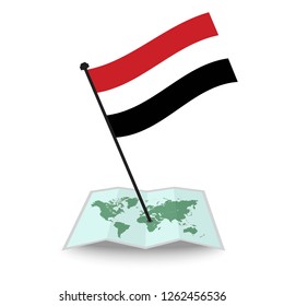 Map with flag of Yemen isolated on white. check in. map vector illustration, EPS10