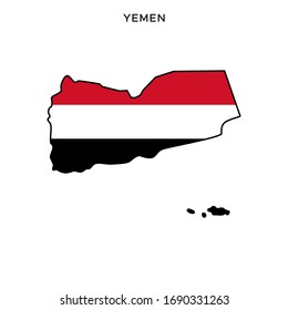 Map and Flag of Yemen Vector Design Template with Editable Stroke