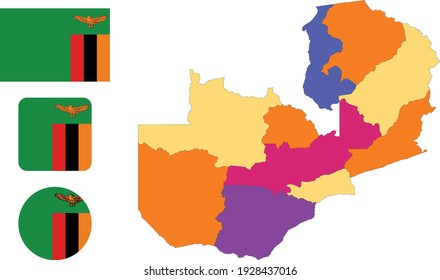 Map and flag of Zambia