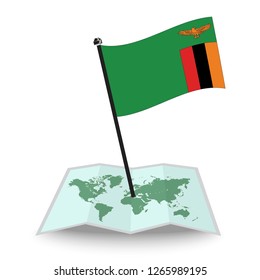 Map with flag of Zambia isolated on white. check in. map vector illustration, eps10
