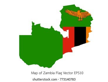 Map and flag Zambia of Vector EPS10