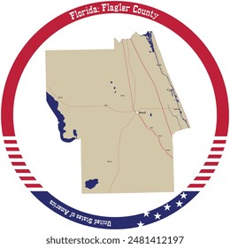 Map of Flagler County in Florida, USA arranged in a circle.