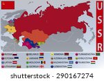 Map and Flags of the Republics of the Former USSR