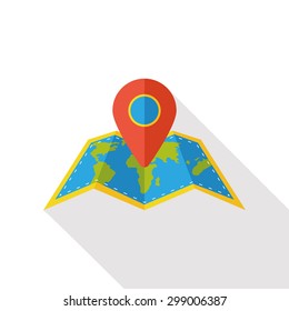 map flat icon with long shadow