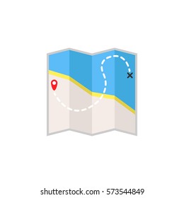 Map flat icon, travel & navigation, map pointer, a colorful solid pattern on a white background, eps 10.