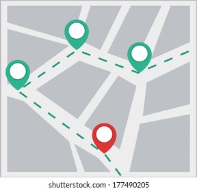 map in flat stile