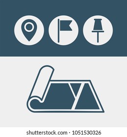 Map flat vector icon. Navigation flat vector icons. Gps, point on the map, flag, knob, poin flat vector icons