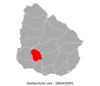 Mapa de Flores en Uruguay en blanco