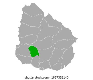 Map of Flores in Uruguay on white