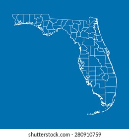 Florida County Map Vector Outline Gray Stock Vector (Royalty Free