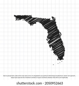Map Florida freehand drawing sheet exercise book  Vector illustration 