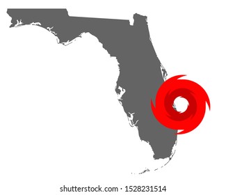 Map Of Florida And Hurricane Symbol