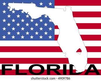 Karte von Florida auf amerikanischer Flagge