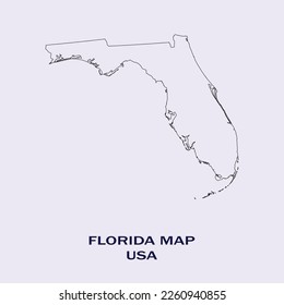 Map Florida  Map Florida and an outline  Map USA state Florida Vector Illustration  USA 